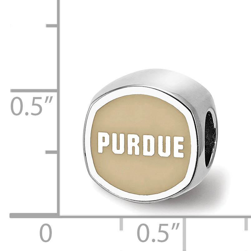 Sterling Silver Rhodium-plated LogoArt Purdue University Double Logo Enameled Bead