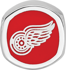 Sterling Silver Rhodium-plated NHL LogoArt Detroit Red Wings Double Logo Enameled Bead