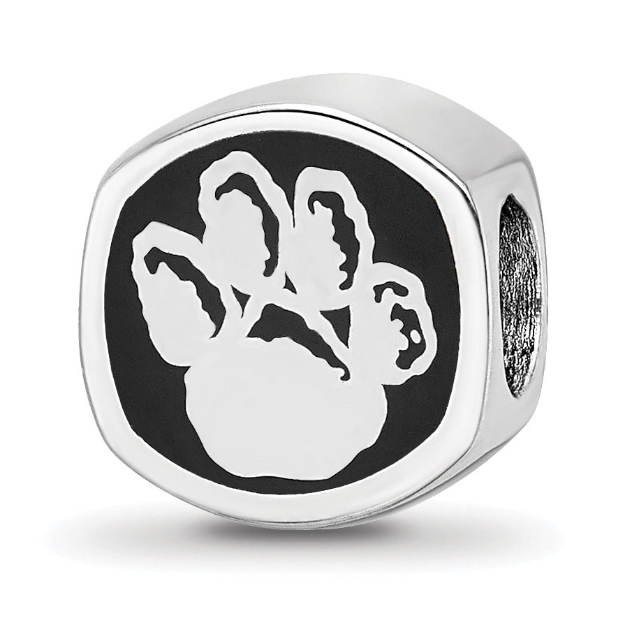 Sterling Silver Rhodium-plated LogoArt University of Pittsburgh Enameled Double Logo Bead