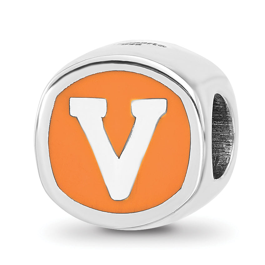 Sterling Silver Rhodium-plated LogoArt University of Virginia Double Logo Enameled Bead