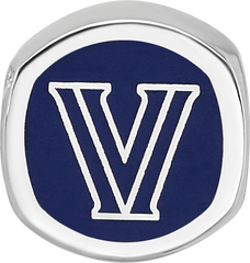 Sterling Silver Rhodium-plated LogoArt Villanova University Enameled Double Logo Bead