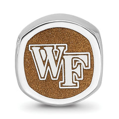 Sterling Silver Rhodium-plated LogoArt Wake Forest University Double Logo Enameled Bead