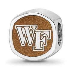 Sterling Silver Rhodium-plated LogoArt Wake Forest University Double Logo Enameled Bead