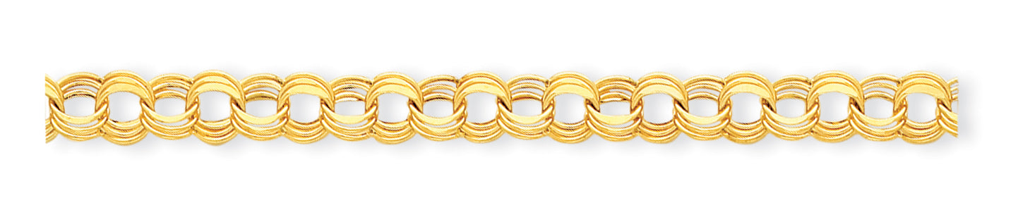 14k Lite 8mm Triple Link Charm Bracelet