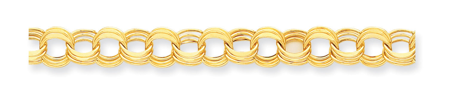 14k Lite 11mm Triple Link Charm Bracelet