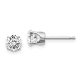 14K White Gold Diamond Stud Earrings with Rhodium, Elegant Round Cut