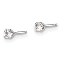 14K White Gold Diamond Stud Earrings with Rhodium Finish Unisex