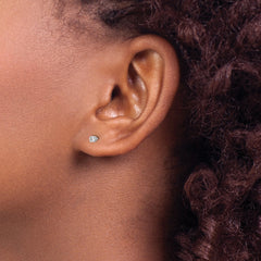 14K White Gold Diamond Stud Earrings with Rhodium Finish Unisex