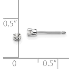 14K White Gold Diamond Stud Earrings with Rhodium Finish Unisex