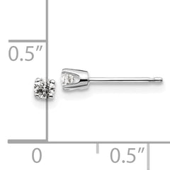 14K White Gold Unisex Diamond Stud Earrings with Rhodium Polish
