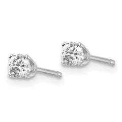 14K Gold Diamond Stud Earrings with Rhodium Finish Elegant Unisex Design
