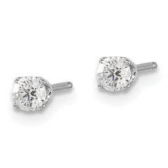 14K White Gold Diamond Stud Earrings with Rhodium Plating for Unisex