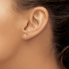 14K White Gold Diamond Stud Earrings with Rhodium Plating for Unisex