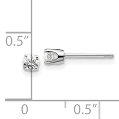 14K White Gold Diamond Stud Earrings with Rhodium Plating for Unisex
