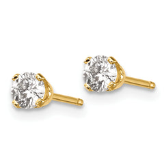 14K Yellow Gold Unisex Diamond Stud Earrings with Push Back