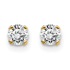14K Yellow Gold Unisex Diamond Stud Earrings with Push Back