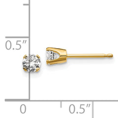 14K Yellow Gold Unisex Diamond Stud Earrings with Push Back