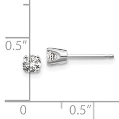 14K Gold White Diamond Stud Earrings with Rhodium Finish Unisex Elegance
