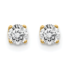 14K Yellow Gold Unisex Diamond Stud Earrings with Push-Back Closure
