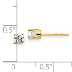 14K Yellow Gold Unisex Diamond Stud Earrings with Push-Back Closure