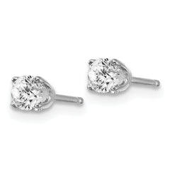 Unisex 14K White Gold Diamond Stud Earrings with Rhodium Finish
