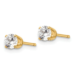 14K Yellow Gold Unisex Diamond Stud Earrings with Natural Round Stones