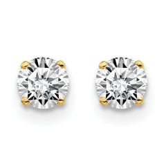 14K Yellow Gold Unisex Diamond Stud Earrings with Natural Round Stones