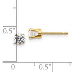 14K Yellow Gold Unisex Diamond Stud Earrings with Natural Round Stones