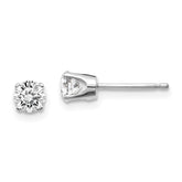 14K White Gold Diamond Stud Earrings with Rhodium Finish