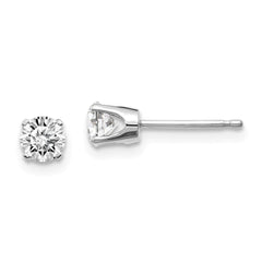 14K White Gold Diamond Stud Earrings with Rhodium Finish