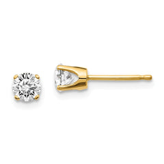 14K Gold Diamond Stud Earrings with Elegant Natural White Stones