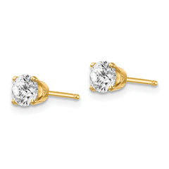 14K Yellow Gold Diamond Stud Earrings with Natural Round White Stones