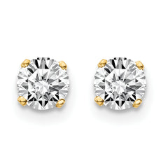 14K Yellow Gold Diamond Stud Earrings with Natural Round White Stones