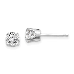 14K White Gold Diamond Stud Earrings with Natural Round Faceted Gems