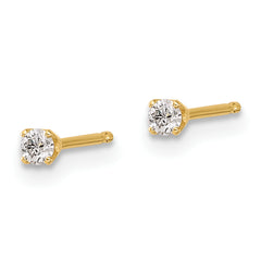 14K Yellow Gold Diamond Stud Earrings with Natural White Round Stones