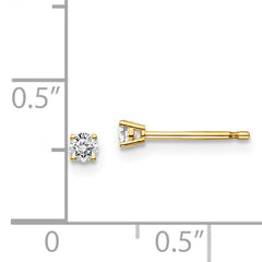 14K Yellow Gold Diamond Stud Earrings with Natural White Round Stones