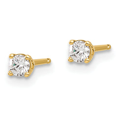 14K Yellow Gold Diamond Stud Earrings with Natural White Round Stones