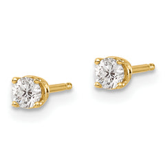 14K Gold Diamond Stud Earrings with Natural Round Stones