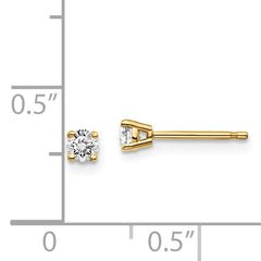14K Gold Diamond Stud Earrings with Natural Round Stones