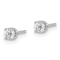 14K Gold Diamond Stud Earrings with Rhodium Finish for Women