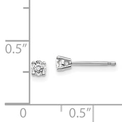 14K Gold Diamond Stud Earrings with Rhodium Finish for Women