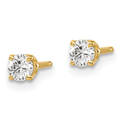 14K Gold Diamond Stud Earrings with Natural Round White Stones