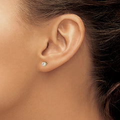 14K Gold Diamond Stud Earrings with Natural Round White Stones