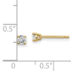 14K Gold Diamond Stud Earrings with Natural Round White Stones