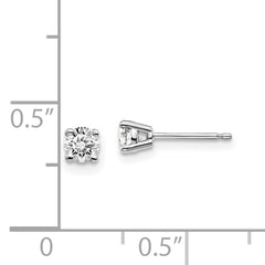 14K White Gold Diamond Stud Earrings with Rhodium Plating
