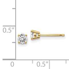 14K Yellow Gold Diamond Stud Earrings with 4 Prong Round-Cut