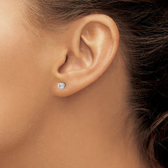 14K White Gold Diamond Stud Earrings with Rhodium Finish