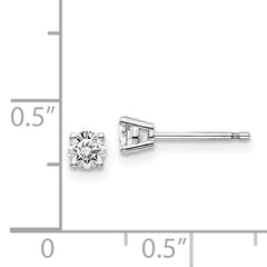 14K White Gold Diamond Stud Earrings with Rhodium Finish