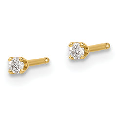 14K Gold Diamond Stud Earrings with Natural White Round Stones