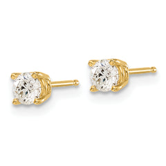 14K Gold Diamond Stud Earrings with Natural Round White Stones